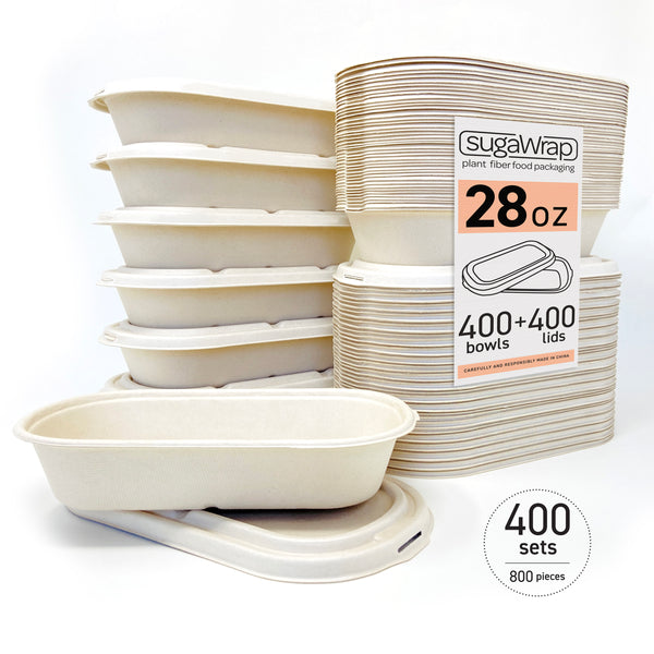 28 oz | Oval Bowls with Lids