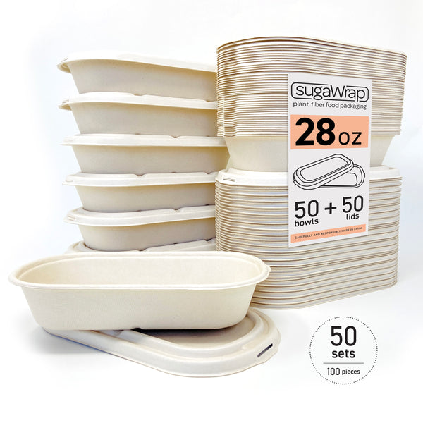 28 oz | Oval Bowls with Lids