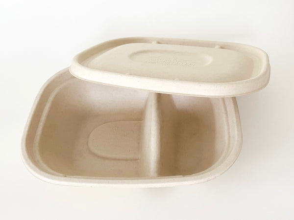 24 oz two-compartment bowl - view with lid