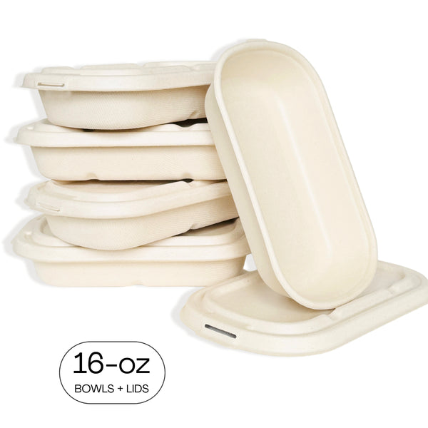 16 oz | Oval Bowls with Lids
