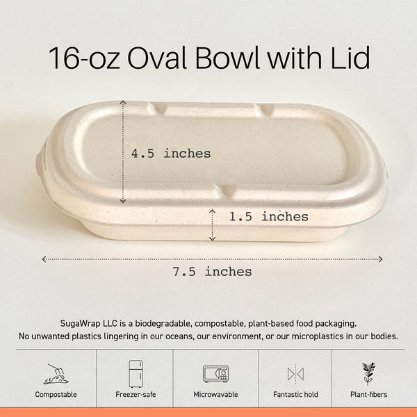 16 oz | Oval Bowls with Lids